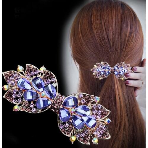 Spring Women Hair Clips Rhinestones Hairpin Back of Head Retro Temperament Metal Gripper Hair Grab Headdress Hair Accessories