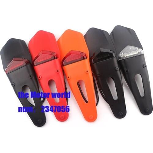 Universal Motorcycle Trial Bike with LED Brake Stop Rear Tail Light Mountain Bicycle Refit Back Fender Mudguard Lamp Moto parts