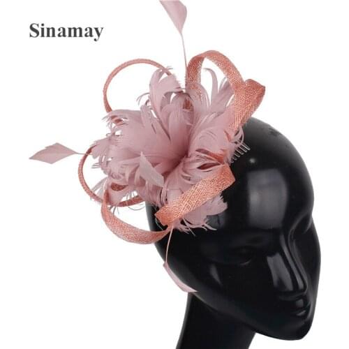 Bride Sinamay Mesh Fascinator Hair Clip Elegant Weddiing Women Show Hair Accessories Fashion Party Race Headwear Headbands