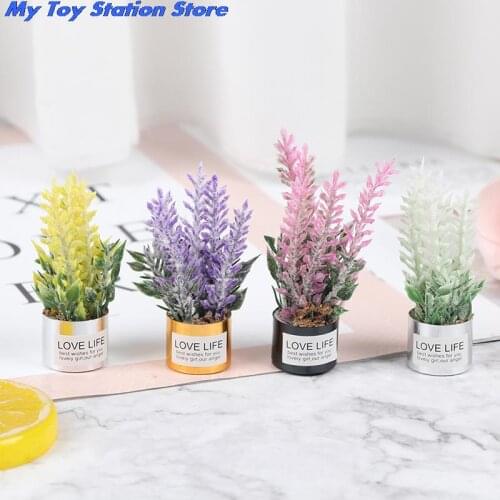 1:12 Dollhouse Miniature DIY Potted Plant Pot Green Leafed Plant Garden Decoration Dollhouse Collection Kids' Toys