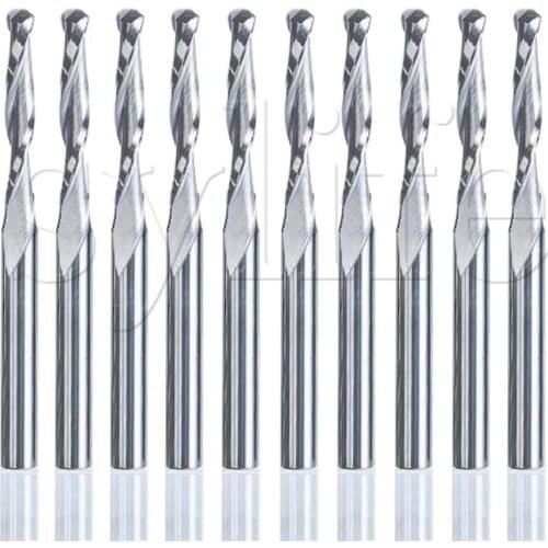 10pcs Carbide Ball Nose CNC Router Bit 15mm End Mills 1/8" Shank 2.5mm Blade