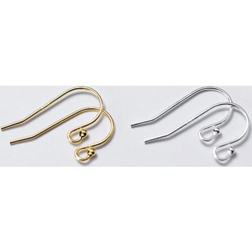 4pcs/lot 100% 925 Sterling Silver Women Earring Hooks Handmade S925 Silver Female Connector Ear Wire Hook DIY Jewelry Findings