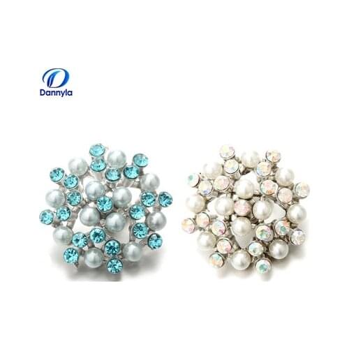 5pcs/lot 18MM Fashion Inlaid pearls 2 colors snap jewelry fit button bracelet necklace jewelry LSSN595