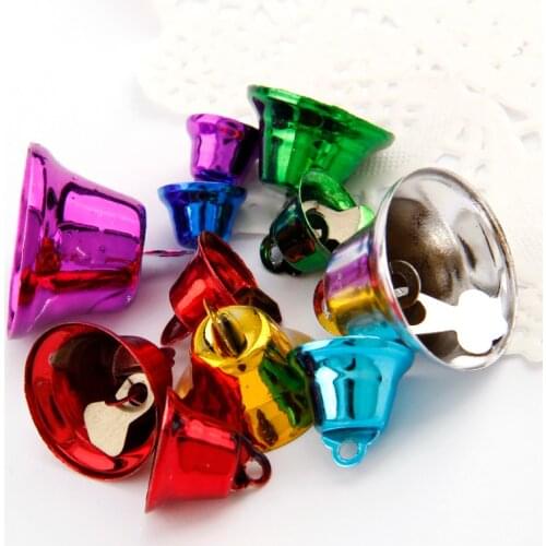 New 50PCS 12/14/16/21/26mm Xmas Mini Multicolor Jingle Bells Ornaments Decorations for Home Christmas Xmas Tree Decorative Craft