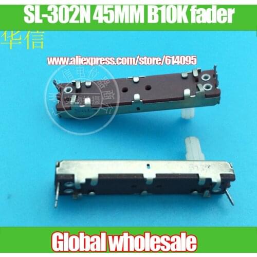 6pcs SL-302N 45MM sliding fader single potentiometer B10K / white handle length 10MMC