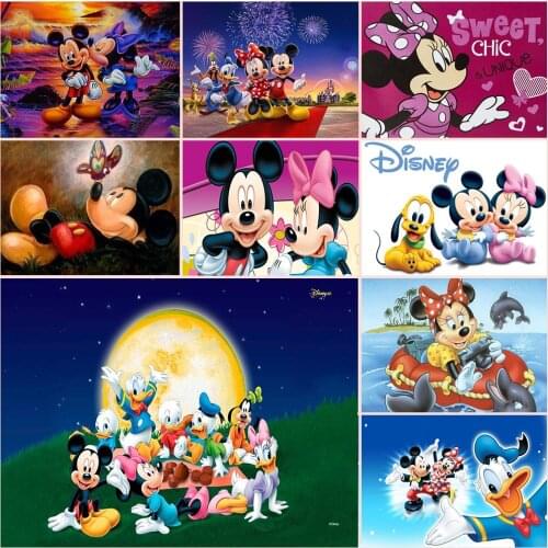 5D Diamond Painting Disney Mickeys Friend Cartoon Mickey Minnie Full Square/Round Inlaid Diamond Embroidery Home Decoration