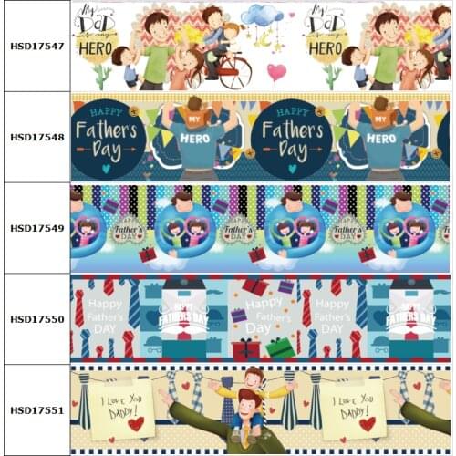 HSDCraft Happy Fathers Day Celebrate Printed Grosgrain/Satin Ribbon for DIY Sewing Hairbow Accessories Decoration 38MM 1Yard