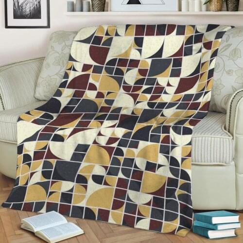 Abstract Geometric Pattern 3D Printed Velvet Plush Throw Fleece Blanket Bedspread Sherpa Blanket Home Decora
