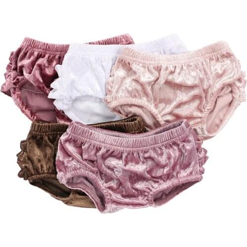 Kaiya angel Newborn Baby Girls Velvet Bloomers Solid Color Infant Ruffle Bloomers Newest Cute Baby Summer Diaper Cover Shorts