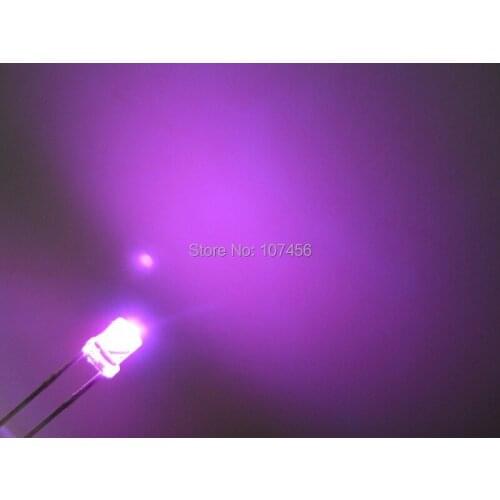 Free shipping 500pcs 3mm Ultra Bright LED,LED lamps, flat top pink, 3mm big/wide angle pink led