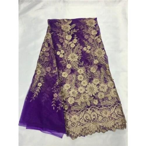 Free shipping Africa net lace fabric yarn of high quality beaded fashion white wedding dress 5 yards French lace fabrics party