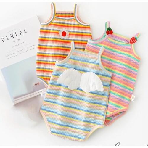 Summer Baby Girls Bodysuits Cotton Infant Sleeveless O-neck Outfits Clothing Stripes Toddler Baby Girl Bodysuits 0-18 Months