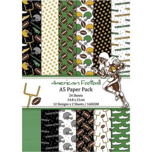 A5 24sheets American Football Scrapbook paper origami Paper Pack for Background Planner/Card Making/Journaling Project/Home Deco