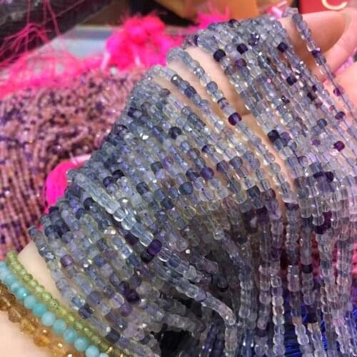 Natural Stone Beads Fluorite Section Square Loose Beads For DIY Necklace Bracelet Handiwork Sewing Craft Jewelry Accessory