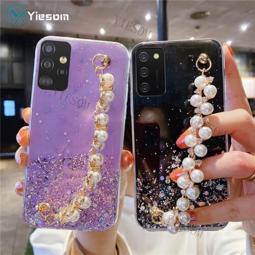 Case for Samsung Galaxy A02 A02S A01 A11 A12 A21 A21S A31 A51 A71 A42 A22 A32 A52 A72 M31 Pearl Bracelet Chain Soft Case Cover
