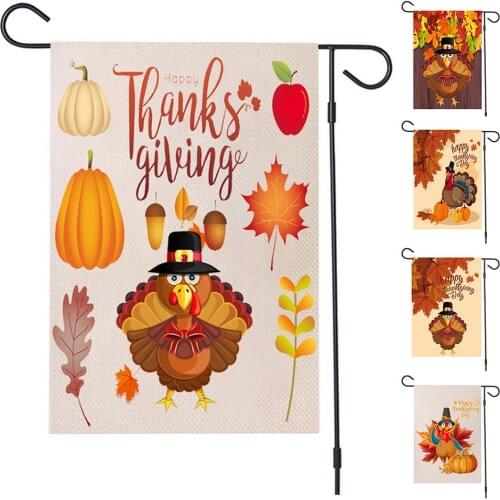 Thanksgiving Garden Banner Flag Cartoon Turkey Design Holiday Home Decoration