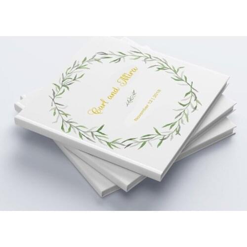 Personalized Greenery Wedding Guest Book Alternatives,Wreath Guestbook White Wedding Guestbook Album,Gold Name Wedding Gifts