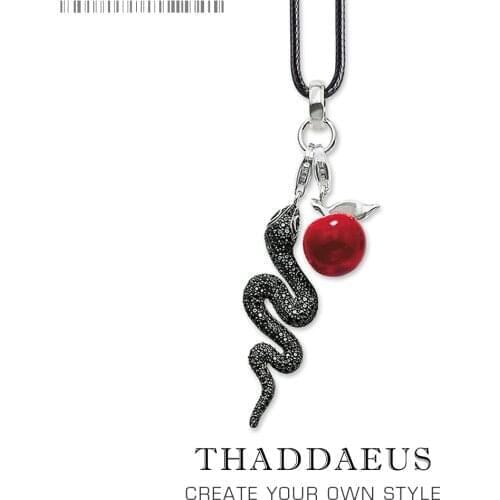 Leather Necklace Snake & Apple Rope Chain,2017 925 Sterling Silver Trendy Fashion Jewelry Europe Style Bijoux Gift For Men