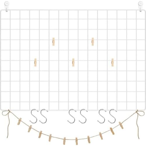 Hot Grid Panel, Photo Wall Display,Mesh Wall Decor, Multifunctional Hanging Picture Wall, DIY Art Display, with S-Shaped Hooks