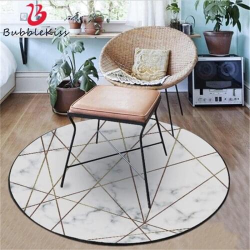 Fashion Imitation Marble Gold Strip Round Carpet Carpets For Living Room Bedroom Home Textile Decor Rugs Non-slip Floor Mats