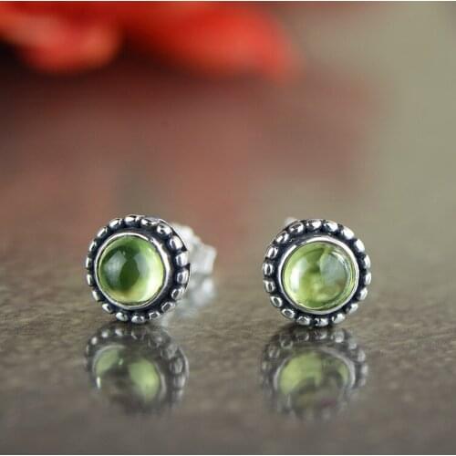 Earrings Fashion Jewelry S925 Ornaments Wholesale New Antique Fashionable Joker Small Earrings Olivine Natural Crystal Jewel