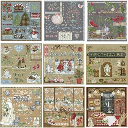 Lafite Series 4 patterns counted 11CT 14CT DIY Cross Stitch Sets Cross-stitch Kits Embroidery Needlework