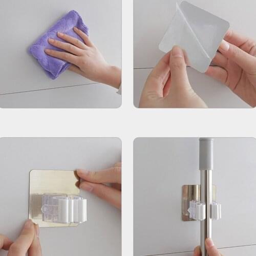 Mop Organizer Holder Wall Mounted Brush Broom Hanger Home Storage Rack Bathroom Suction Hanging Pipe Hooks Household Tools