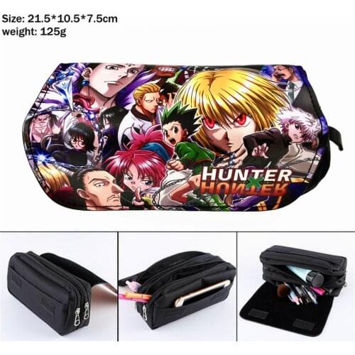 Nylon Casual Pencil Case Anime HUNTERHUNTER Zip Penbag Portable Cosmetic Bag Makeupbag Student Women Travel Stationery Bags