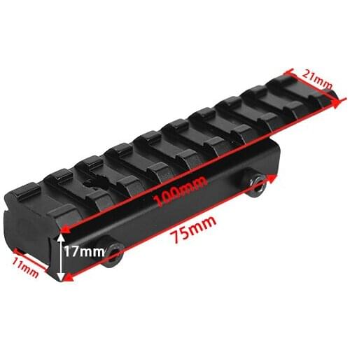 Low Profile Dovetail Rail Adapter Extend 11mm to 20mm Rail Set Base 9 slots Weaver Picatinny Scope Mount Riflescope Sight Ra