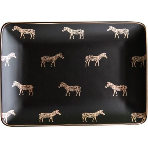 Nordic ins matte black and white ceramic jewelry plate giraffe storage plate snack tray shockproof moisture proof pressure proof