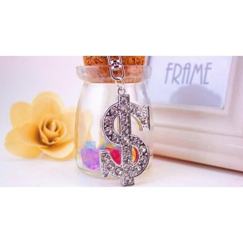 Free shipping 20pcs/lot new arrival rhinestone us dollor keychain purse hanger favors and gifts for girl birthday valentines