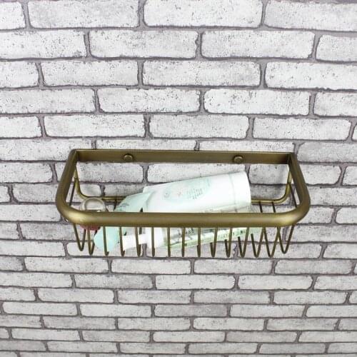 Stainless Steel Bathroom Shelves Prateleira Fashion Bathroom Brass Copper Antique Single Tier Shelf Cosmetic Box Wall Mounted