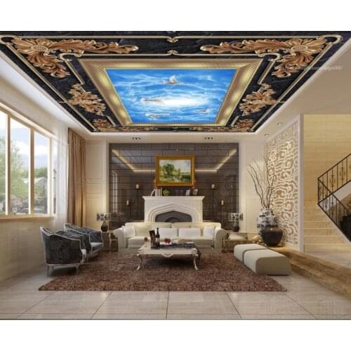 2020 3D ceiling wallpaper Pattern blue sky white clouds sky wallpaper for Living room bedroom 3D ceiling wall wallpaper