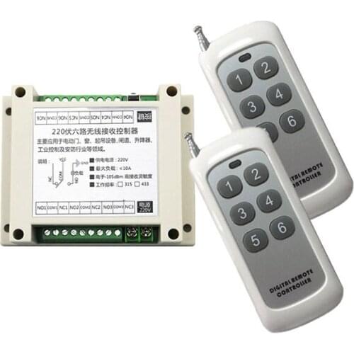 Wireless Relay AC220V 10A Relay 6CH 6 CH Wireless RF Remote Control Switch Transmitter+ Receiver,Toggle/Self-lock