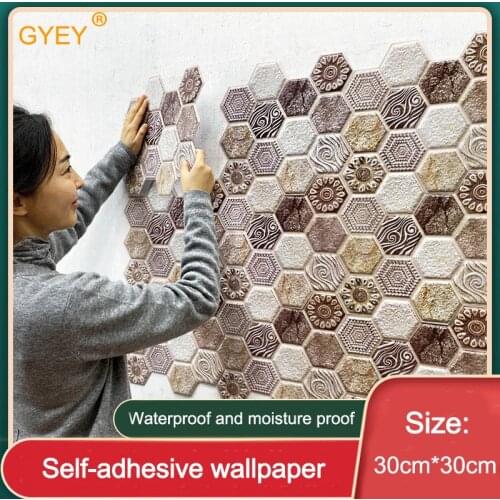 3D Stickers Pvc Self-adhesive Creative Wall Stickers TV Background Wall Paper Wallpaper Retaining Wall Decoration Waterproof