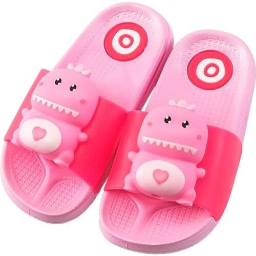 Children Cartoon Dinosaur Slippers Girls Soft Sole Sandals Boy Summer Non-slip Open Toe Flip Flops Baby Fashion Cute Home Shoes