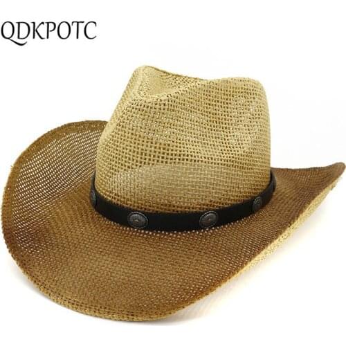 2021 Cap New Summer West Men Women Straw Cowboy Hats Fashion Spray Paint Outdoor Simplicity Sandy Beach Shading Sun Hat QDKPOTC