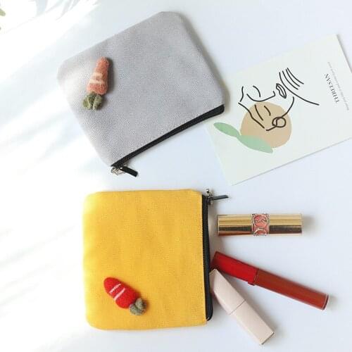 Cute Canvas Coin Purse Small Square Mini Pouch Solid Color Women Change Purse Girls Portable Coin Bags Cosmetic Lipstick Pouch