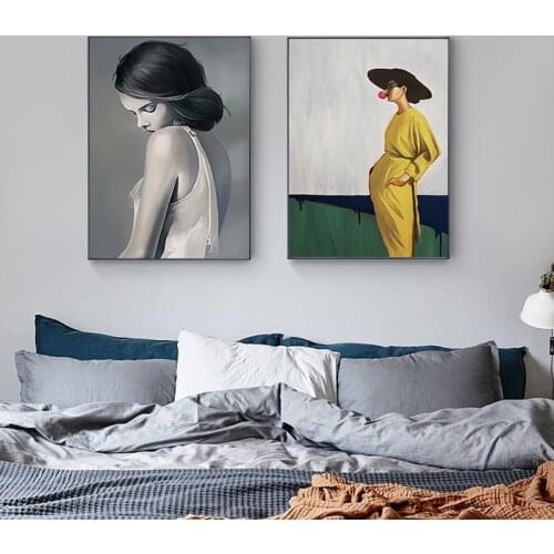 Modern sexy women Canvas Art Painting Poster Print For Living Room Vintage Figure Aisle Entrance Fashion Artistic Wall Decor