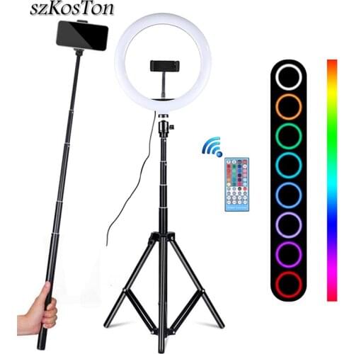 10inch 26cm RGBW LED Selfie Ring Light With Remote Control For Youtube Vlog Video Dimmable Colorful Photography Lighting