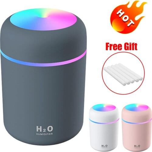 300ml Air Humidifier Ultrasonic Mini Portable USB Aroma Essential Oil Diffuser Cool Mist Maker with Colorful Light for Car Home