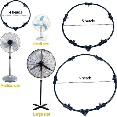 Fan Ring Mist System 1/4 Inch Misting Cooling Ring With Brass Sprinkler Nozzles Water Tap Adapter 4-6Nozzles PE Fan Ring