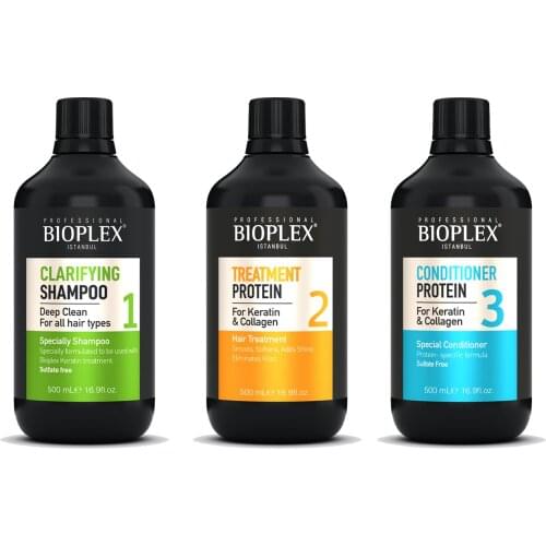 Bioplex Treatment Protein Hair Care Repairs Damage Restores Straighten Soft Hair Nourishes Keratin Hair & Scalp (3 x 500 ml)