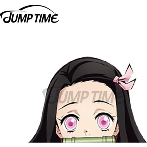 Jump Time 13 x 10.2cm For Peeking Nezuko Vinyl Decal JDM Assessoires Scratch-proof Window Trunk Anime Japanese Car Stickers