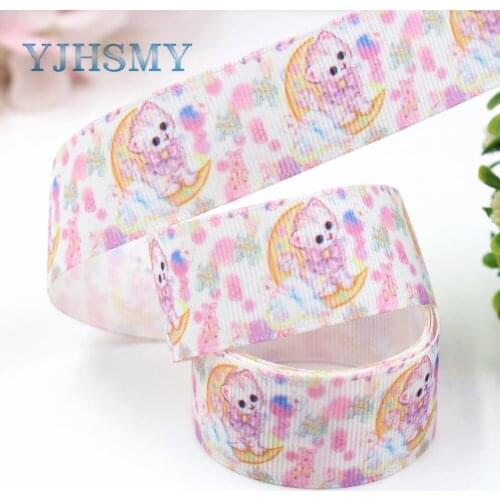 YJHSMY I-19223-452,10yards 25mm animal Cartoon Thermal transfer Printed grosgrain Ribbons,bow cap DIY accessories decorations