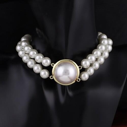 Pearl Necklace For Women Retro Elegant Necklace Glass Pearls Double Glitter Wedding Party Decoration Wholesale