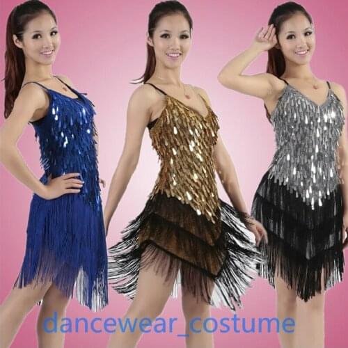 New Women Professional Sequins Fringe Latin Dance Skirt Party Ballroom Latin Tango Jazz Modern Salsa Dance Dress Skirt 9Colors