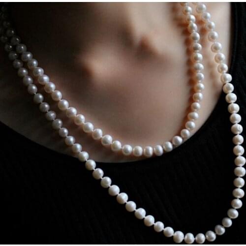 CSJ Womens Long Natural freshwater Pearl Necklace long chain 90/120/160cm real pearl fine jewelry for women femme party gift