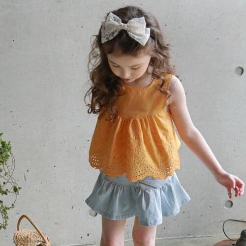 New Korean childrens wear and girls' foreign style lace suspender vest baby girl clothes