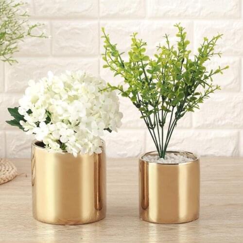 Gold Vase Flower Arrangement Electroplating Home Nordic Round Vase Flower Pot Flower Nordic Ceramic Wedding Room Decoration